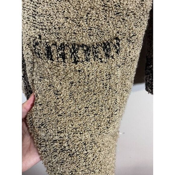 Monto Sweater Women M Tan Chunky Knit Striped Neutral Classic Old Money Preppy - Picture 5 of 11